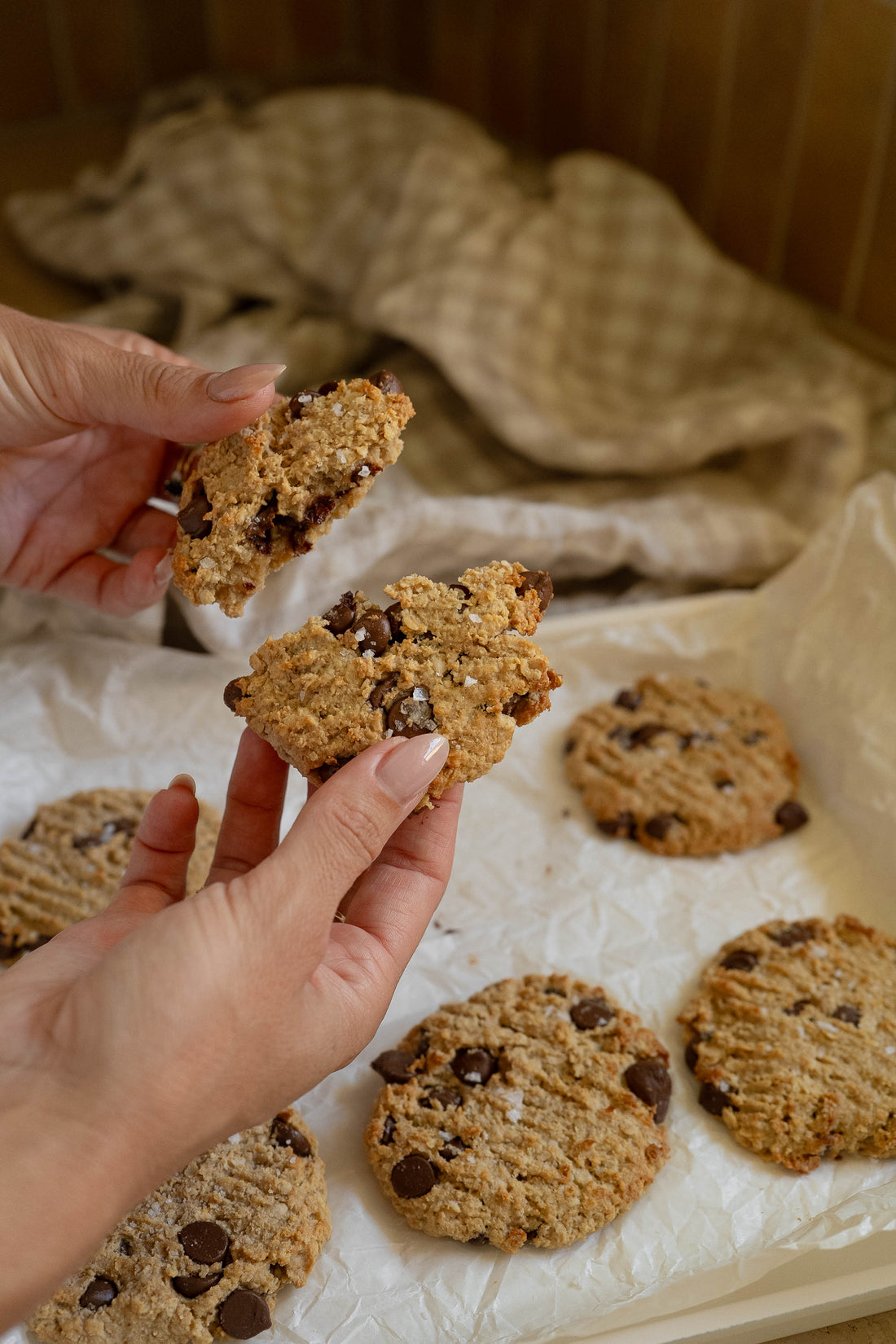 Dairy Free Tahini Oatmeal Chocolate Chunk Cookies